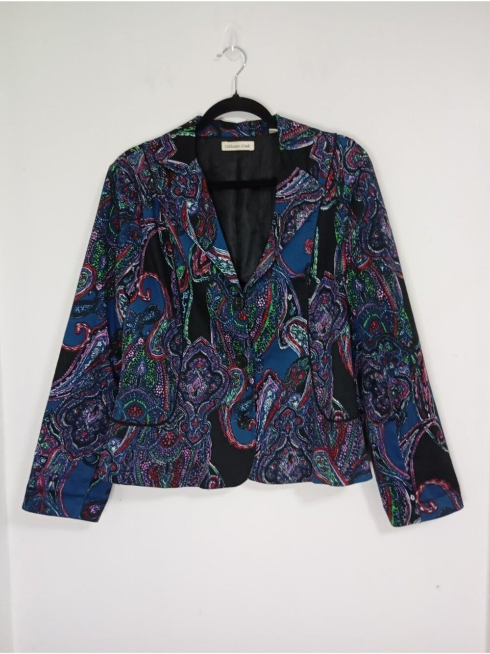 Coldwater Creek Multicolor Paisley Print Blazer Jacket Size 12 Button Front